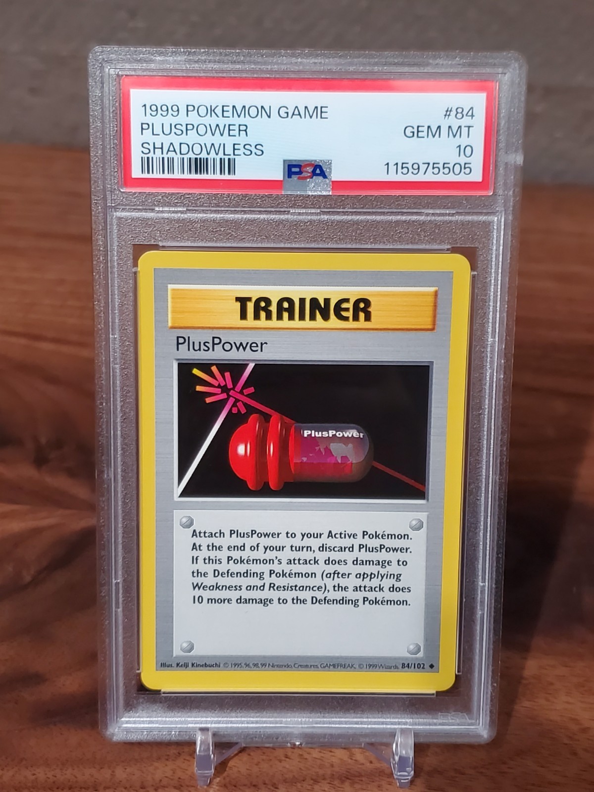 1999 POKEMON BASE SET SHADOWLESS #84 PLUSPOWER PSA 10