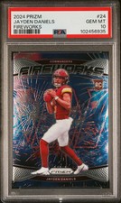 2024 PANINI PRIZM FIREWORKS #24 JAYDEN DANIELS ROOKIE RC PSA 10