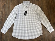Mizzen Main Leeward Button Up Shirt Windowpane Blue White Check Stretch XL NEW
