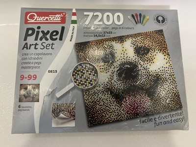 Quercetti 7200 Piece pixel art set Dog Face Italy 14.5x13 Inches Sealed Box