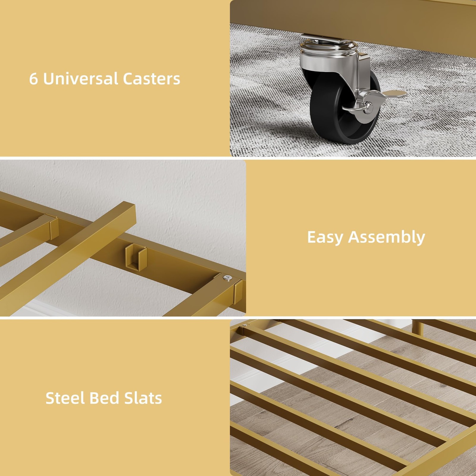 Twin Size Daybed Frame Metal Sofa Bed Heavy Duty Steel Slat Support for Bedroom