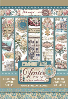 STAMPERIA  2 PKGS -  VENICE CITY OF ART  - WASHI PADS - 8 SHTS EA PAD