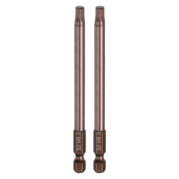 "2X Flache Sechskant-Bit H5.0 FüR Magnetspitze 1/4\" Schaft 10Cm Kupfer"-image