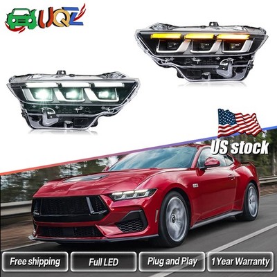 LED Headlight Assembly For 2024 2025 Ford Mustang w/DRL Sequential Right+ Left