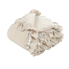 Ella Ruffle Lace Throw Blanket, 50 W x 60 L, Neutral - Coquette Throw Blanket...