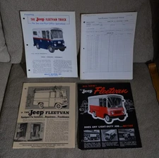 VTG 1962 Willys Jeep Fleetvan Bundle Brochures & Commercial Vehicle Specs