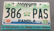 Matrícula, Mississippi, 2003, condado de Panola, pasajero, 386 PAS