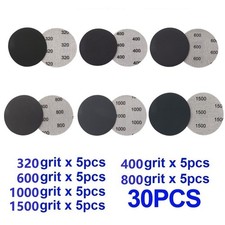 30Pcs 3inch 75mm Hook&Loop Sanding Discs Wet/Dry Sandpaper Grit 320-1500 0.41 per gallon
