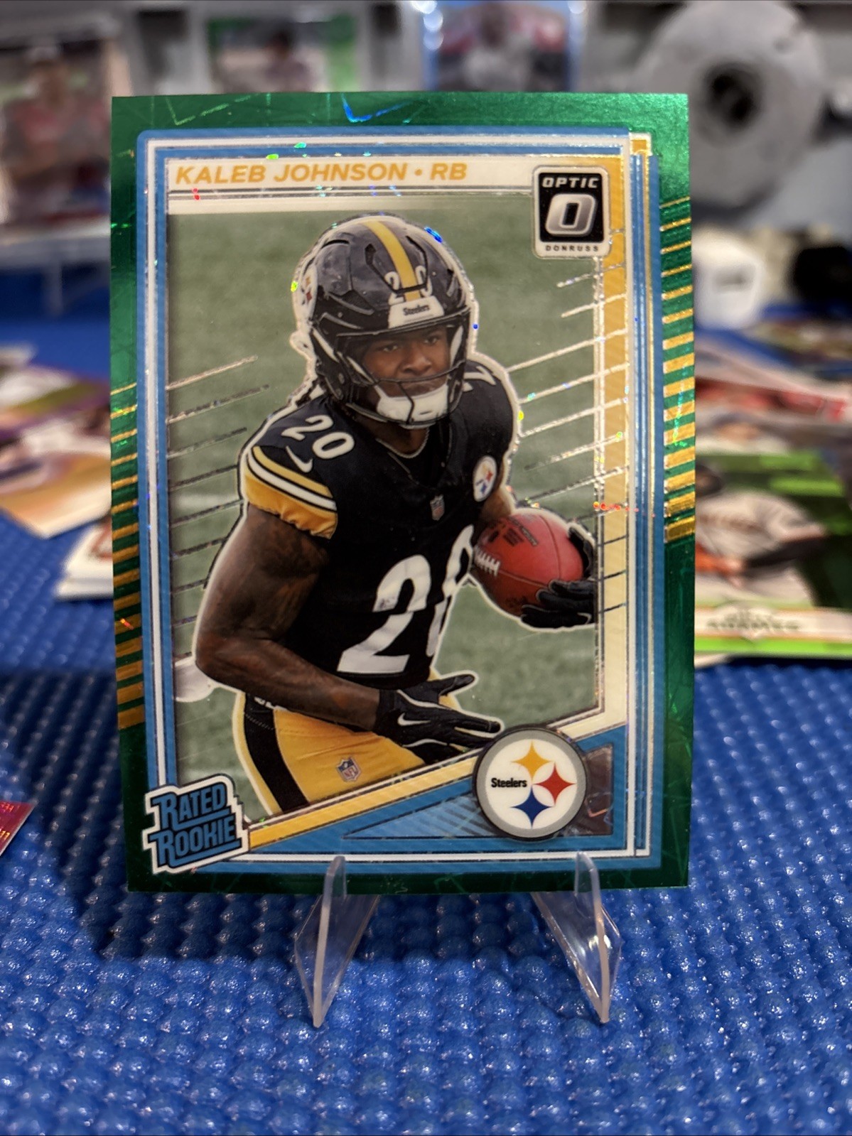 2025 Panini Donruss Optic Kaleb Johnson #232 Steelers Green Velocity Prizm