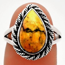 Natural Honey Dendritic Opal 925 Sterling Silver Ring s.7 Jewelry R-1014