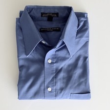 EUC GEOFFREY BEENE Regular Men  s Dress Shirt Medium 15  Neck 32/33 Sleeve Blue