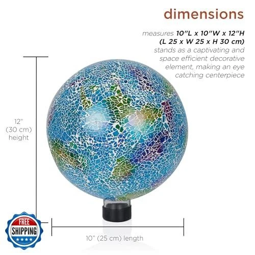 Alpine Corporation - Bola de observación de vidrio craquelado Shades of Blue, Co Foto 3 de 4