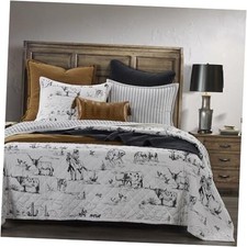 Ranch Life King Cotton Quilt Set, King  2 King Shams Ranch Life Black, White