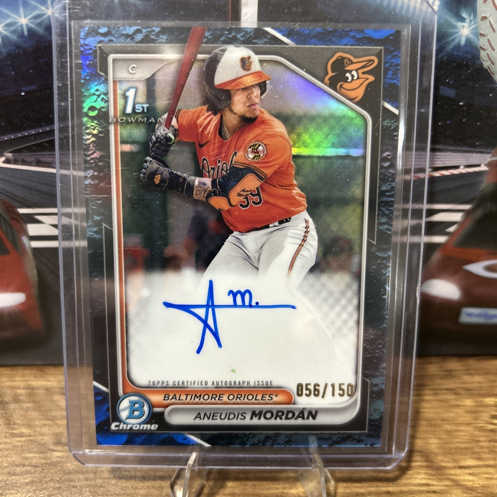2024 Bowman Chrome 1st Aneudis Mordan Blue Lunar Refractor Auto 056/150