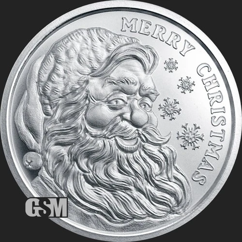2025 - Merry Christmas Santa Claus 1 Oz .999 FINE Silver BU Round  IN STOCK
