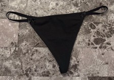 NWT VICTORIA'S SECRET PINK O/S ONE SIZE BLACK LACE VINTAGE RARE V STRING PANTIES