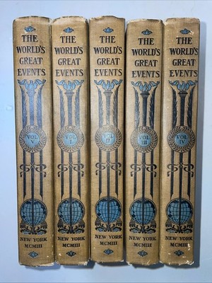 Vtg The World's Great Events 5 Volume Set 1903 History Books
