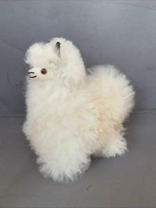 Peruvian Handmade Alpaca Llama Stuffed Animal made with Real White Alpaca Fur