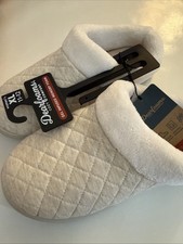 Dearfoams Quilted Clog Slippers Women  s XL 11-12 Beige Memory Foam Cozy House