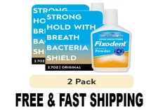 Fixodent Extra Hold Denture Adhesive Powder, Long-Lasting Hold, 2.7 oz (2 pack)
