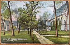 University of Wisconsin College Grounds 1908 Post Card * Historic Racine, WI