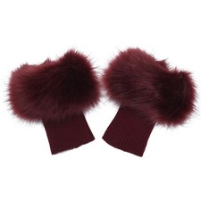 Women Faux Fur Leg Warmers, Short Furry Fuzzy Boot Cuffs, Winter, Knitted