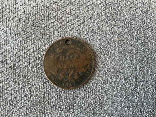 1845 East India Company Half Cent Coin Drilled Token