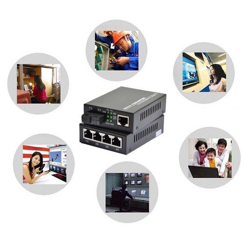 1000Mbps Ethernet Fiber Optic Media Converter Single Mode 4 RJ45 1 SC Port - Photo 9/9