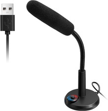 USB Computer Microphone with RGB Breathing Light   1.5m Cable, Plug  Play Des