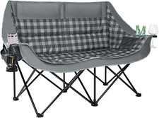 Double Camping Chair 2 Person Loveseat, 800LBS Heavy Duty Plaid Couch