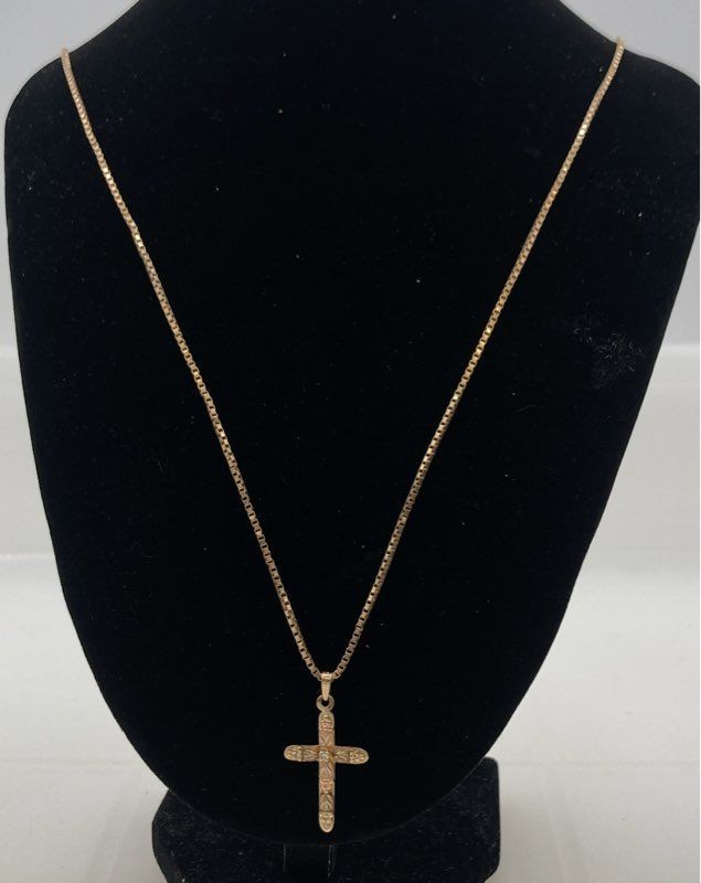 14k Yellow Gold Chain Necklace W/ 10k Cross Pendant 6.72 Grams