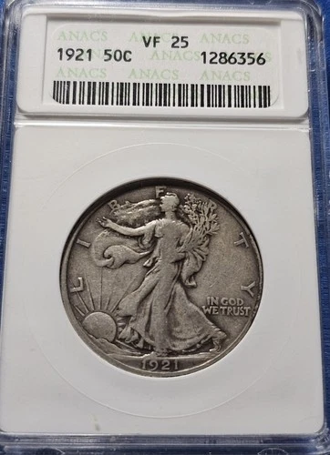 1921 Walking Liberty Half Dollar, VF25 ANACS SOAPBOX!!!  TOUGH DATE!