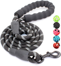 Reflective Dog Leash with Padded Handle for All Sizes 5FT-1/2'', Black 
