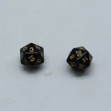 Sirius Dice 2 D20 Black with Gold Pips (2 D20 LOT) FAST SECURE SHIP