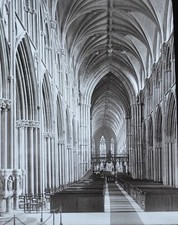 Magic Lantern Slide Photo Lichfield Cathedral Nave Looking East By GW Wilson