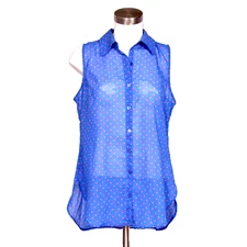Attention Top Button Up Sheer Women Size Medium