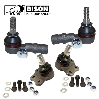 Bison Performance 4pc Front Outer Tie Rod End Lower Ball Joint Kit For Saab 9-5