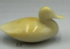 Vintage Unique Hand Made Smooth Cream Color Glass Duck Figurine Signed Penny? 84