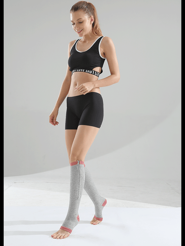 Für Damen & Herren S/M/L/XL Reißverschluss Kupfer offene Zehenpartie medizinische Kompressionsstrümpfe - Bild 7 von 15