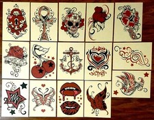 Miss Metallix Temporary Tattoos Full Set of 15 Metallic Foil Vending Mach Tattoo