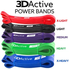 3DActive Power Resistance Band Pull Up Assist Heavy Duty Gym Workout Exercise