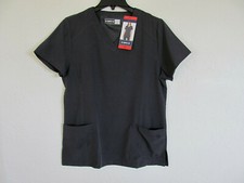BT Supply Co V-Neck Scrub Top-Charcoal- 2 Front Pockets-Mesh Back - Women's Med