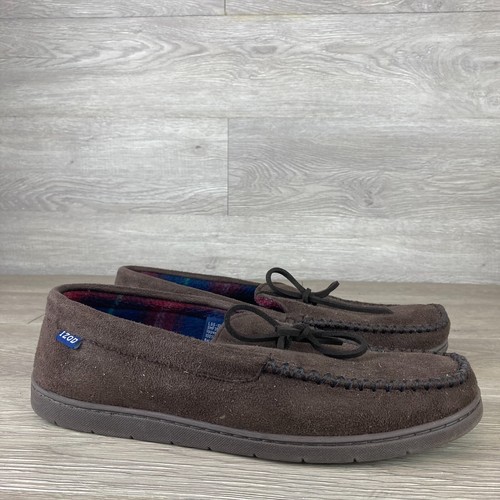 IZOD Mens Brown Slippers Moccasins 
