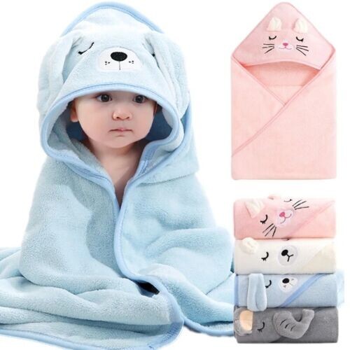 Baby Hooded Towel (2-pk Blue/White)