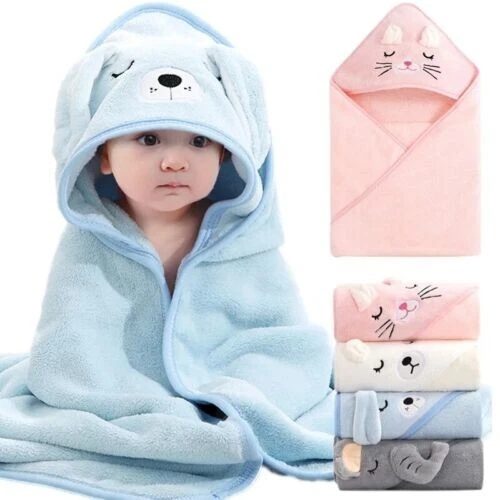 Baby Hooded Towel (2-pk Blue/White)