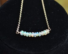Handmade Ethiopian yellow opal gemstone 14k gold filled dainty Necklace