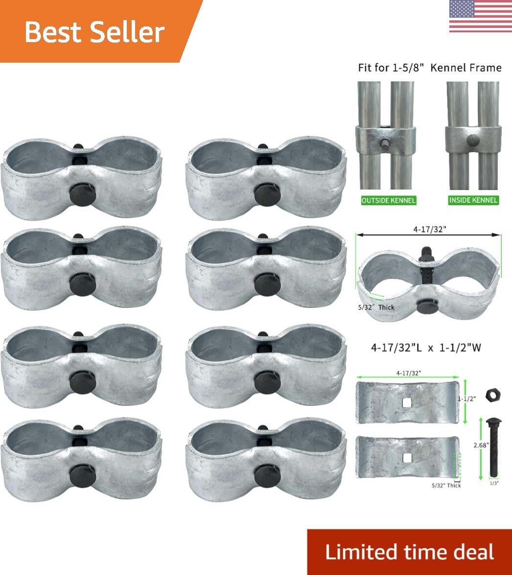 8 Set Dog Kennel Panel Clamps, Chain Link Fence Panel Clamps for Round Pipe  P...