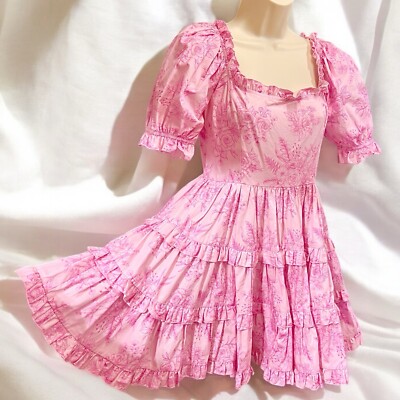 pink ruffle babydoll dress Elina Tiered Ruffle Babydoll Dress Rose / L