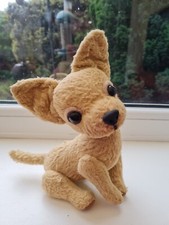 chihuahua dog/puppy viscose glass eyes clay nose collectors item 8" long