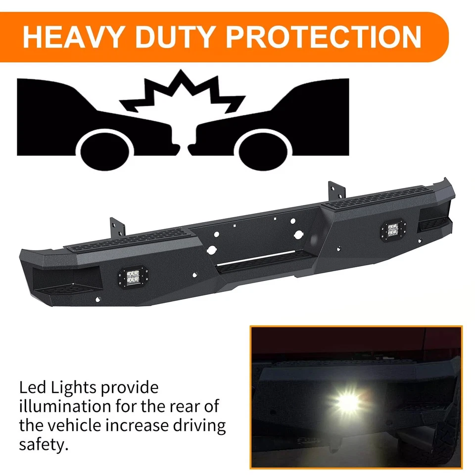 Para 1999-2016 Ford Super Duty F250 F350 Duty para-choque traseiro montado com farol de neblina - Imagem 2 de 4